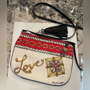 Retired / Brighton TC Love ❤️ Clutch in White, Red, and Gold w/black tassel
